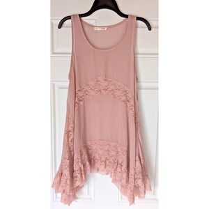 BE VOCAL Women's Pink Flared & Frilly Polyester Tank Top Sz LRG